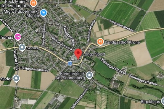 Standort in Möhlin Schweiz von Longo Sport markiert auf Google Maps
